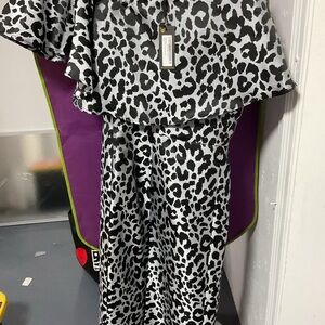 Asymmetrical Black and White Leopard Print Dress